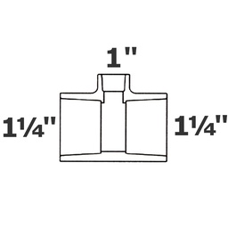 [190-110-001575] T reductor gris 1 1/4 sl x 1 1/4 sl x 1 sl sch 40