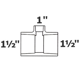 [190-110-001635] Reducer tee Grey 1 1/2 sl x 1 1/2 sl x 1 sl sch 40