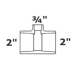 [190-110-002395] T reductor gris 2 sl x 2 sl x 3/4 sl sch 40