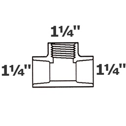 [190-110-000575] T gris 1 1/4 sl x 1 1/4 sl x 1 1/4 FPT sch 40