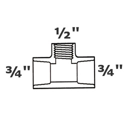 [190-110-000915] T reductor gris 3/4 sl x 3/4 sl x 1/2 FPT sch