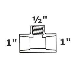 [190-110-001095] Reducer tee grey 1 sl x 1 sl x 1/2 FPT sch 40