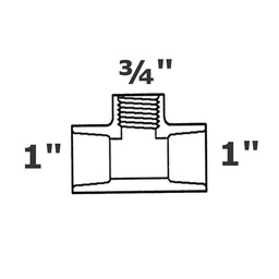 [190-110-001115] Reducer tee grey 1 sl x 1 sl x 3/4 FPT sch 40