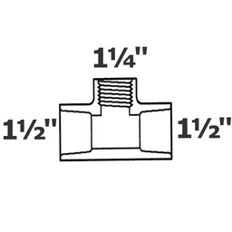 [190-110-001755] T reductor gris 1 1/2 sl x 1 1/2 sl x 1 1/4 FPT sch 40