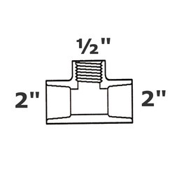 [190-110-002055] Reducer tee grey 2 sl x 2 sl x 1/2 FPT sch 40