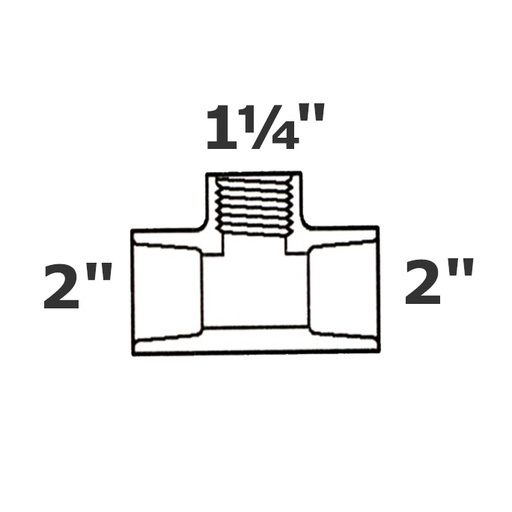 [190-110-002115] T reductor gris 2 sl x 2 sl x 1 1/4 FPT sch 40