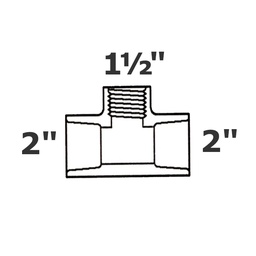 [190-110-002135] Reducer tee grey 2 sl x 2 sl x 1 1/2 FPT sch 40