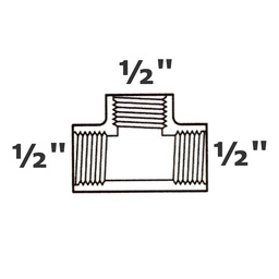 [190-110-000195] T gris 1/2 FPT x 1/2 FPT x 1/2 FPT sch 40