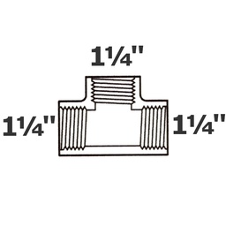 [190-110-000475] T gris 1 1/4 FPT x 11/4 FPT x 11/4 FPT sch 40