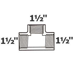 [190-110-000615] T gris 1 1/2 FPT x 1 1/2 FPT x 1 1/2 FPT sch 40