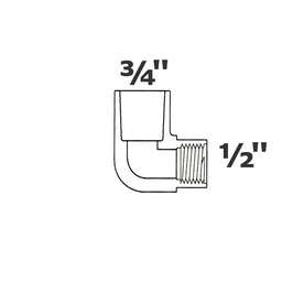 [190-110-003095] Reduced grey elbow 90  3/4 sl x 1/2 FPT sch 40