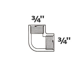 [190-110-003115] Codo gris 90° 3/4 FPT x 3/4 FPT sch 40