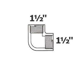 [190-110-003575] Codo gris 90° 1 1/2 FPT x 1 1/2 FPT sch 40