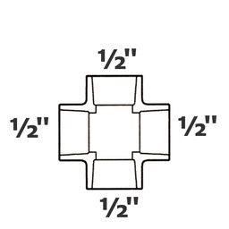 [190-110-008395] Croix grise 1/2 sl x 1/2 sl x 1/2 sl x 1/2 sl sch 40