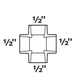 [190-110-008395] Cross grey 1/2 sl x 1/2 sl x 1/2 sl x 1/2 sl sch 40