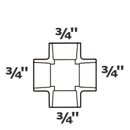 [190-110-008435] Cruz gris 3/4 sl x 3/4 sl x 3/4 sl x 3/4 sl sch 40