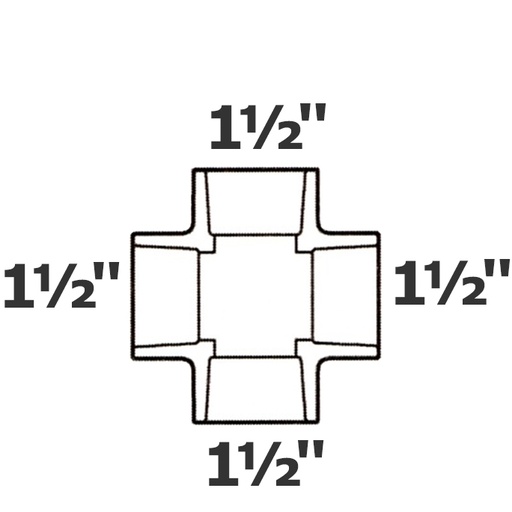 [190-110-008555] Cruz gris 1 1/2 sl x 1 1/2 sl x 1 1/2 sl x 1 1/2 sl sch 40