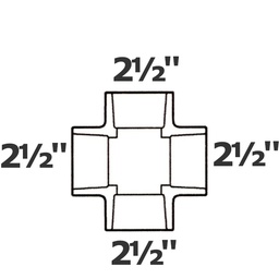 [190-110-008595] Cruz gris 2 1/2 sl x 2 1/2 sl x 2 1/2 sl x 2 1/2 sl sch 40