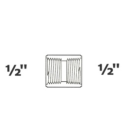 [190-110-003955] Coupling grey 1/2 FPT x 1/2 FPT sch 40