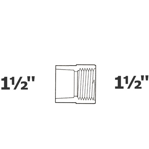 [190-110-005695] Adapter grey 1 1/2 sl x 1 1/2 FPT sch 40