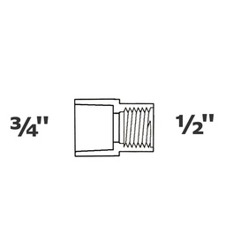 [190-110-005155] Adaptador gris reduce 3/4 sl x 1/2 FPT sch 40