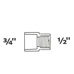 [190-110-005155] Reduced grey adapter 3/4 sl x 1/2 FPT sch 40