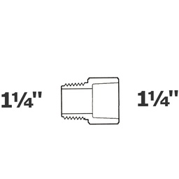 [190-110-005495] Adaptateur gris 1 1/4 MPT x 1 1/4 sl sch 40