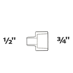 [190-110-006055] Reduced grey adapter 1/2 MPT x 3/4 sl sch 40