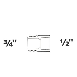 [190-110-006095] Reduced grey adapter 3/4 MPT x 1/2 sl sch 40