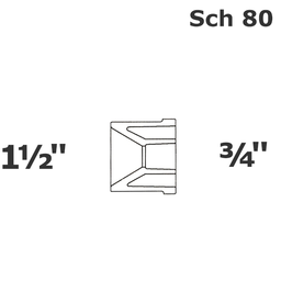 [190-110-007435] Reducido gris 1 1/2 SP x 3/4 sl sch 80