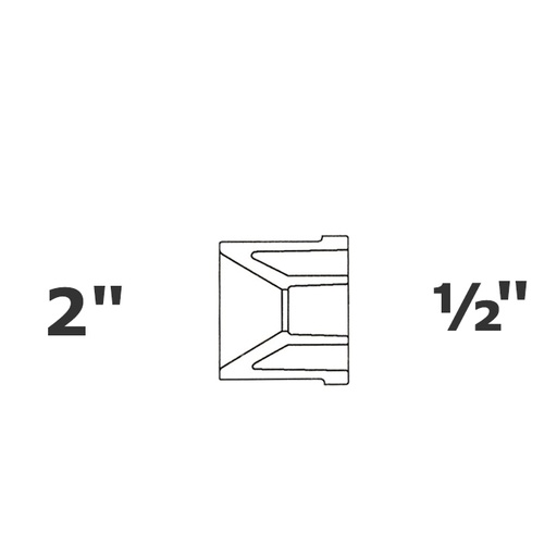 [190-110-007815] Reducido gris 2 SP x 1/2 sl sch 40
