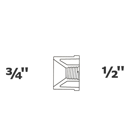 [190-110-006895] Reducido gris 3/4 SP x 1/2 FPT sch 40