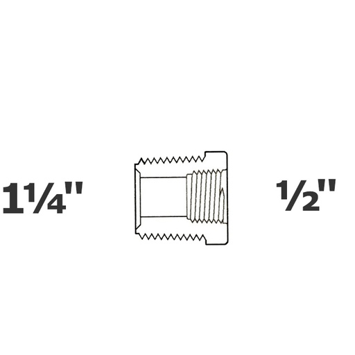 [190-110-007295] Reducido gris 1 1/4 MPT x 1/2 FPT sch 40