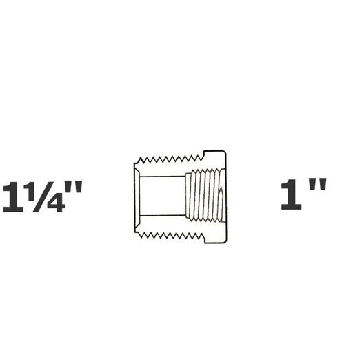 [190-110-007335] Reducido gris 1 1/4 MPT x 1 FPT sch 40