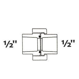 [190-110-006455] Grey union 1/2 sl x 1/2 sl O-ring Buna-N sch 40