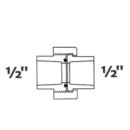 [190-110-006455] Unión gris 1/2 sl x 1/2 sl sello Buna-N sch 40