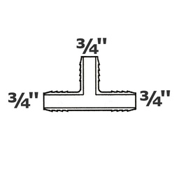 [190-110-000235] T gris 3/4 ins x 3/4 ins x 3/4 ins