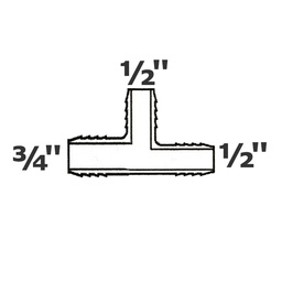 [190-110-000835] T reductor gris 3/4 ins x 1/2 ins x 1/2 ins