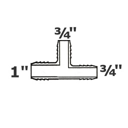 [190-110-001055] T reductor gris 1 ins x 3/4 ins x 3/4 ins