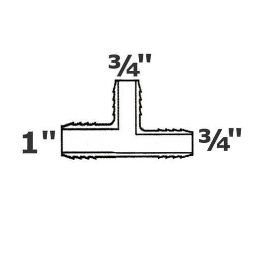 [190-110-001055] T reductor gris 1 ins x 3/4 ins x 3/4 ins