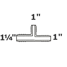 [190-110-001355] T reductor gris 1/4 ins x 1 ins x 1 ins