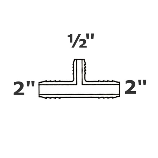 [190-110-002175] T reductor gris 2 ins x 2 ins x 1/2 ins