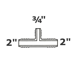 [190-110-002195] Reducer tee grey 2 ins x 2 ins x 3/4 ins