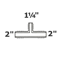 [190-110-002235] Reducer tee grey 2 ins x 2 ins x 1 1/4 ins