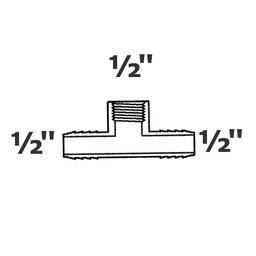 [190-110-000135] T gris 1/2 ins x 1/2 ins x 1/2 FPT