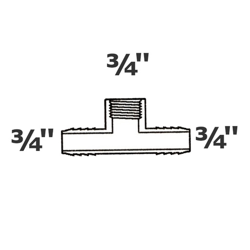 [190-110-000315] T gris 3/4 ins x 3/4 ins x 3/4 FPT