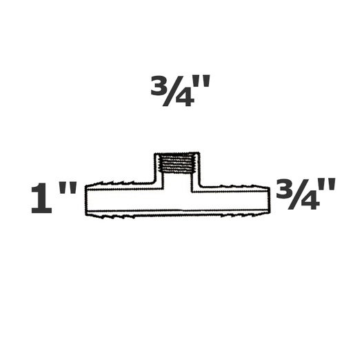 [190-110-001155] T reductor gris 1 ins x 3/4 ins x 3/4 FPT