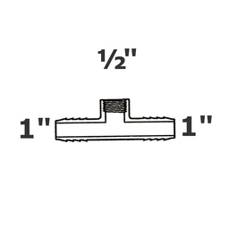 [190-110-001175] Reducer tee grey 1 ins x 1 ins x 1/2 FPT