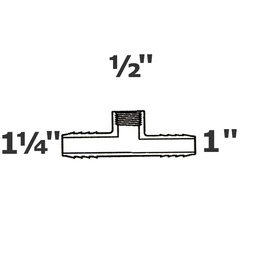 [190-110-001395] Reducer tee grey 1 1/4 ins x 1 ins x 1/2 FPT