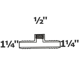 [190-110-001435] Reducer tee grey 1 1/4 ins X 1 1/4 ins X 1/2 FPT